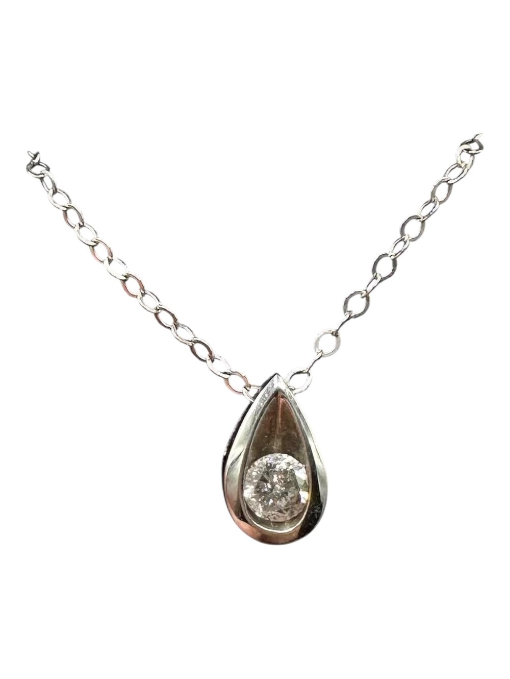 Natural Diamond Solitaire Necklace 14K White Gold 0.25ctw 18in New